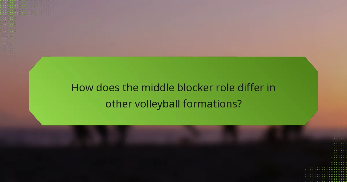 How does the middle blocker role differ in other volleyball formations?